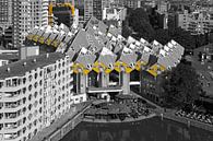 Kubuswoningen Rotterdam zwart / wit van Anton de Zeeuw thumbnail