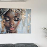 Kundenfoto: Modernes abstraktes Porträt mit Goldakzenten von Carla Van Iersel, als artframe