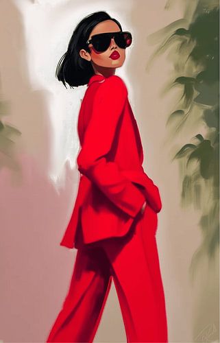 Élégance urbaine (Femme en rouge)