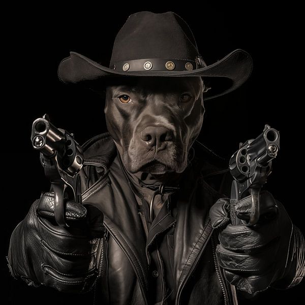 Cowboy pit bull by TheXclusive Art