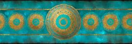 Rythme de cercles dorés et turquoise
