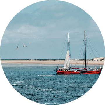 Tweemaster voor de duinen van Terschelling, Nederland