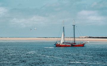 Sailing ship on the dunes of Terschelling by Rietje Bulthuis