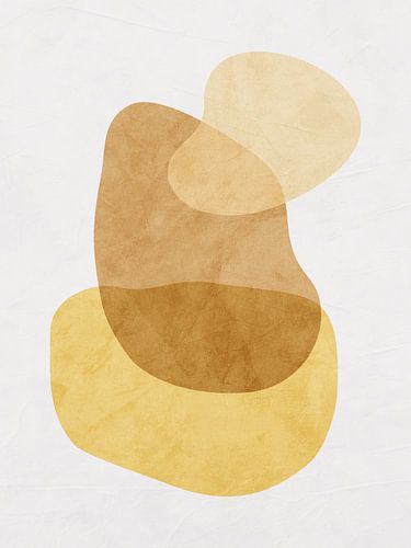 Abstracte, organische, geometrische moderne kunst in aardetinten