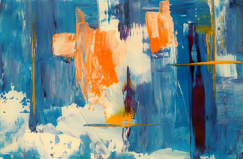 Wit Abstact Blauw van Owolan Art