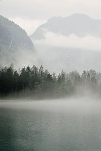 Alpine Landschaft in nebliger Atmosphäre von Jisca Lucia