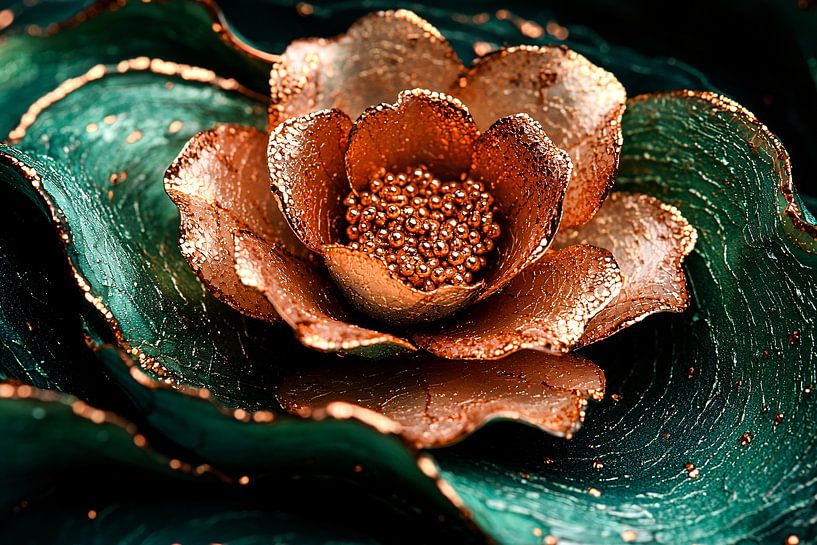 Metallic bloem op groene achtergrond van Art & Soul Creations