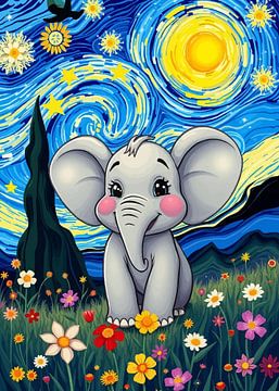 Kleine olifant sterrennacht van MIROKKU