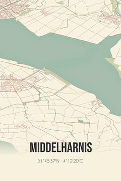 Vintage landkaart van Middelharnis (Zuid-Holland) van Rezona