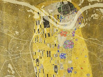 Carte de Nijmegen avec le Baiser de Gustav Klimt sur Map Art Studio