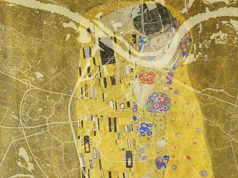 Karte von Nijmegen dem Kuss von Gustav Klimt von De Kaartenwinkel