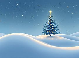 Arbre de Noël dans un paysage de collines enneigées sur Eye on You