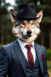 Wolf in pak met hoed van Art & Soul Creations