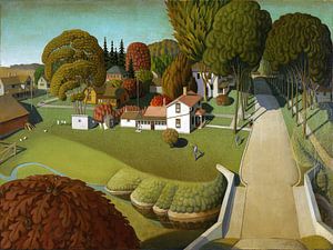Grant Wood, Geburtsort von Herbert Hoover, Zweigstelle West, Iowa, 1931