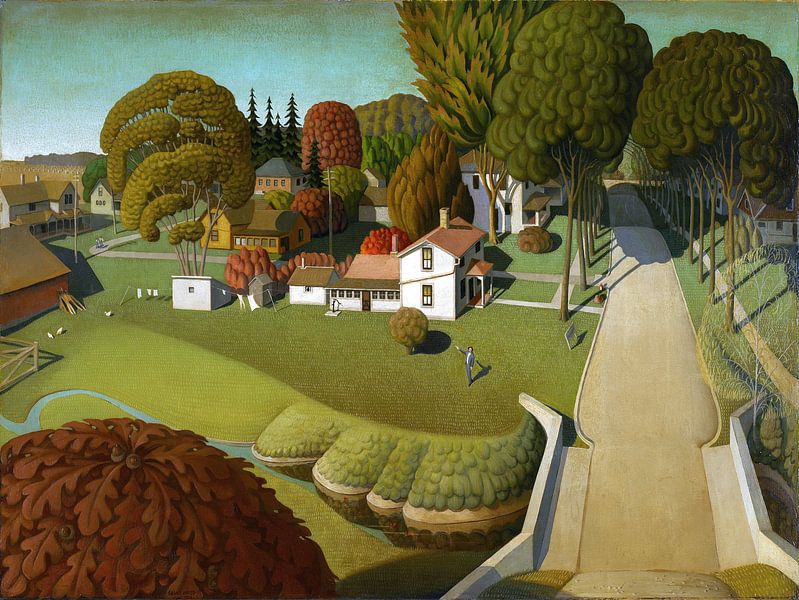 Grant Wood, Geburtsort von Herbert Hoover, Zweigstelle West, Iowa, 1931 von Atelier Liesjes