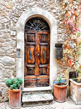 Wooden Door Pienza Tuscany
