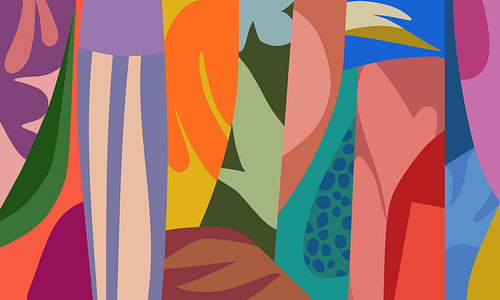 Botanische Collage aus der Mitte des Jahrhunderts