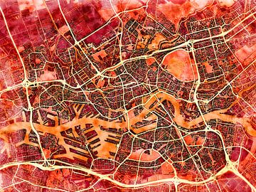 Kaart van Rotterdam in de stijl 'Amber Autumn' van Maporia
