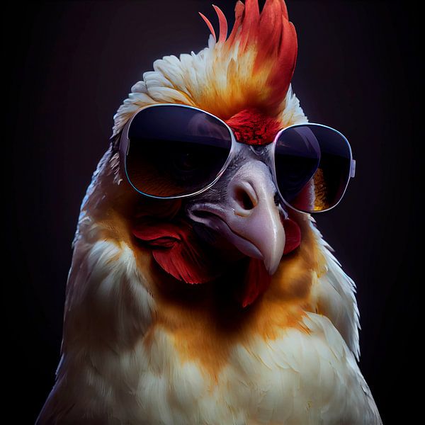 Portrait d'un coq avec des lunettes de soleil. Partie 5 par Maarten Knops