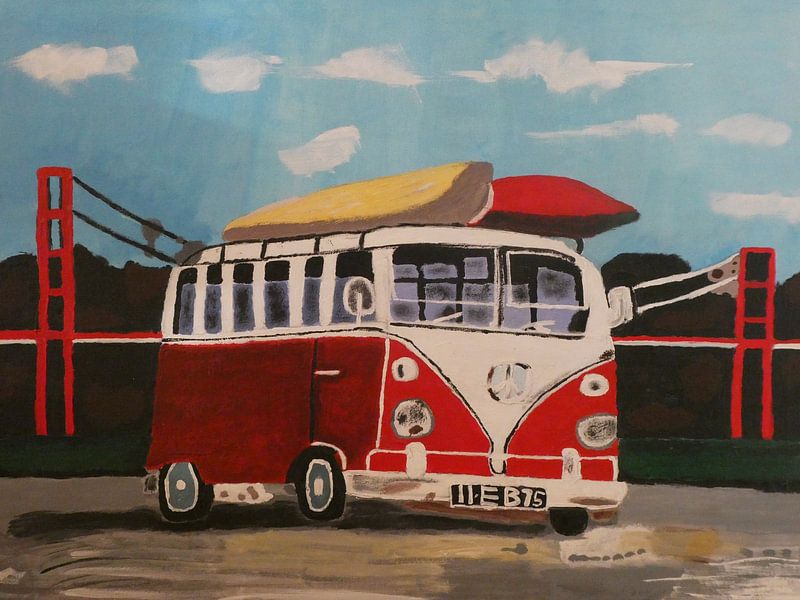 A Volkswagen bus with 2 canoes by Sacco Van Munster