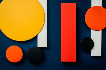 Abstracte vormen op een blauwe achtergrond van Poster Art Shop