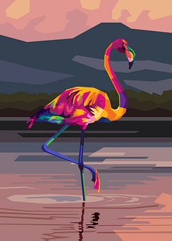 Bunter Flamingo im Wasser