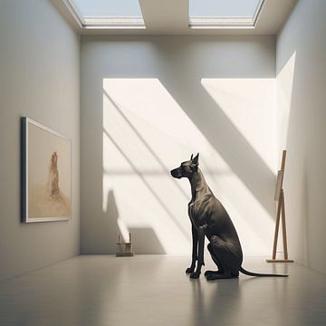 Great Dane in the art gallery. by Karina Brouwer