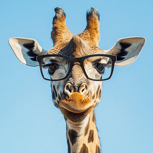 Humorous Portrait of a Giraffe with Glasses