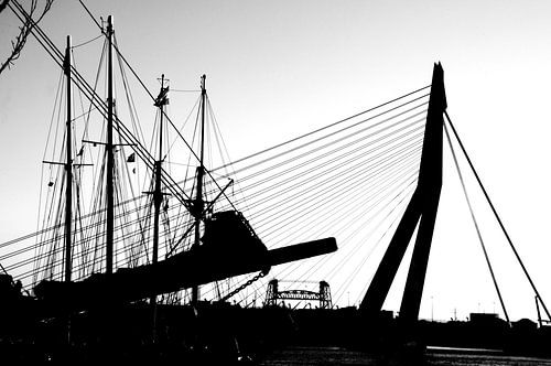 Veerhaven Rotterdam zwart wit