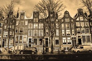 Innercity of Amsterdam in the Winter Sepia