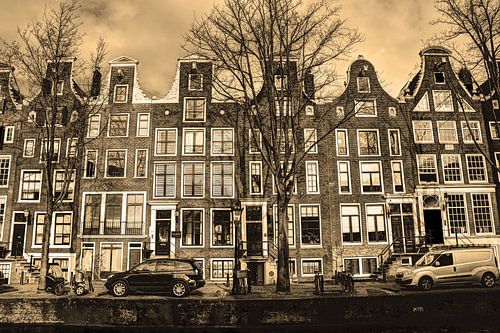 Binnenstad van Amsterdam in de Winter Sepia