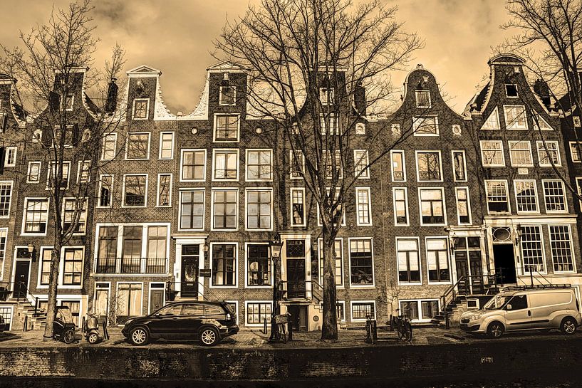 Binnenstad van Amsterdam in de Winter Sepia van Hendrik-Jan Kornelis