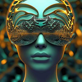 Tête futuriste sur Ton Kuijpers