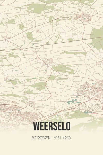 Vintage map of Weerselo (Overijssel) by Prints of Place