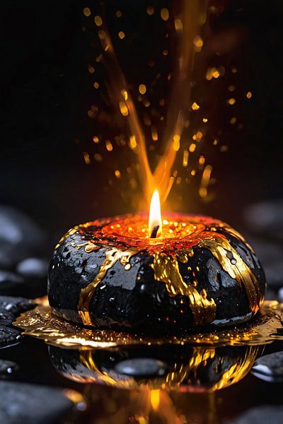 Fiery glow on wet stone by Art & Soul Creations