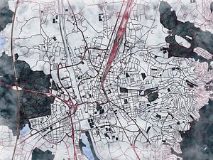 Karte von Offenburg im stil 'White winter'