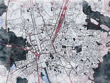 Kaart van Offenburg in de stijl 'White Winter' van Maporia