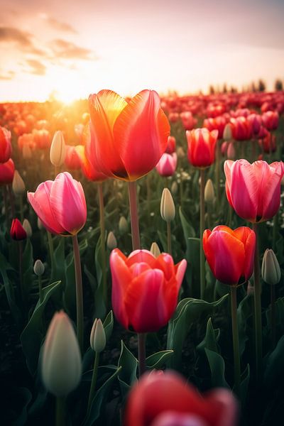 Tulip Field in Sunset V2 by drdigitaldesign