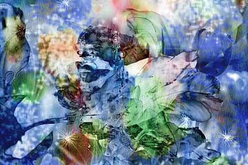 Blauwe bloemendroom van een wereld in harmonie van Silva Wischeropp