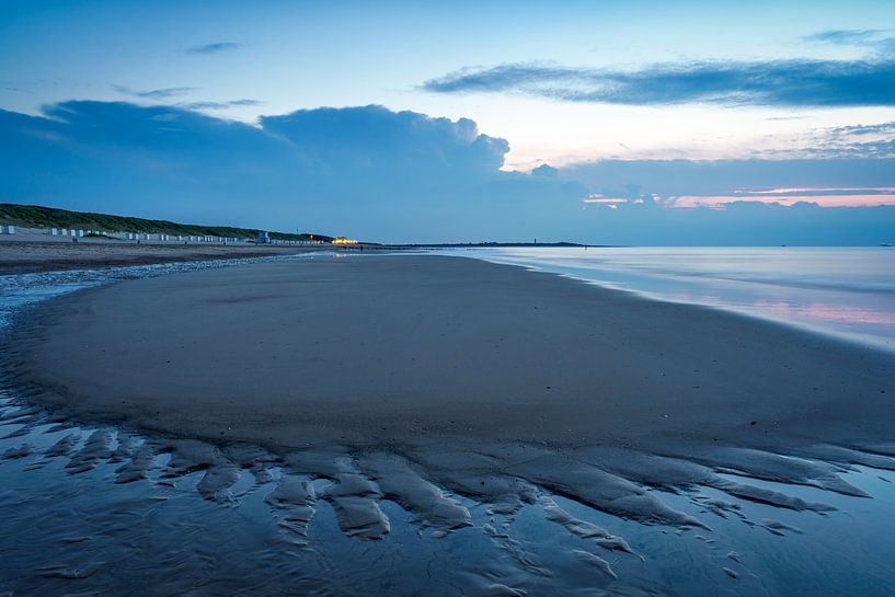 Avond strand Nieuwvliet van Eugene Winthagen