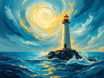 Vuurtoren op zee 2 van On Your Wall