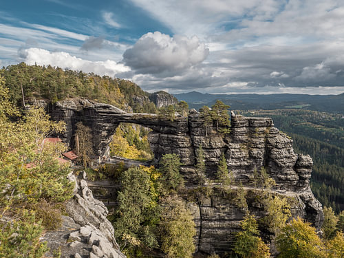 Prebischtor in Bohemian Switzerland – View towards the rock gate