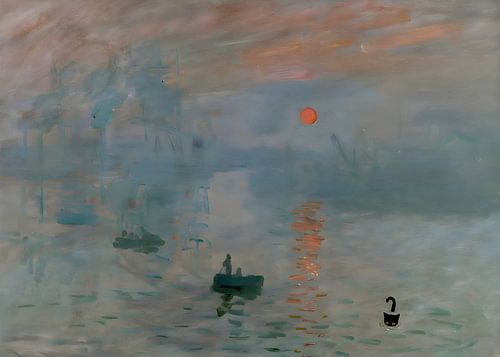 Kat Print Monet Zonsondergang op de Seine Grappig