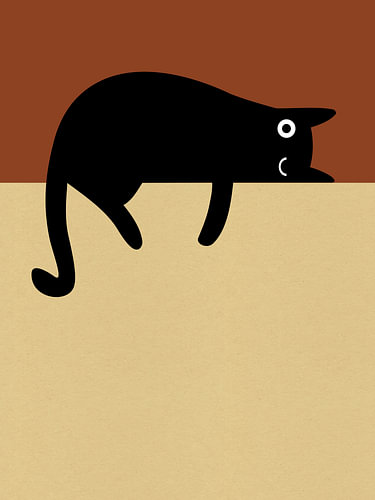 Neko no yume – minimalist cat art in black, terracotta and beige