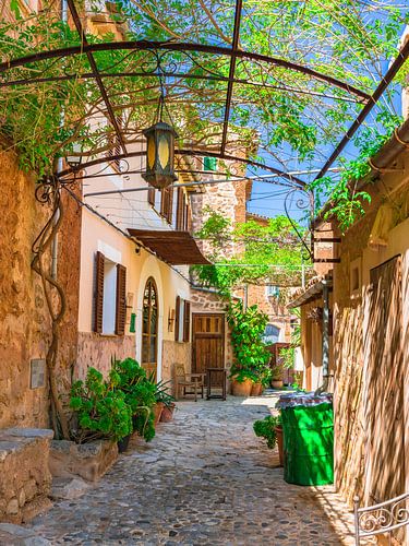 Prachtig uitzicht op mediterraan huis met idyllische achtertuin