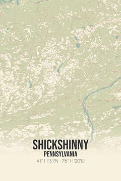 Carte ancienne de Shickshinny (Pennsylvanie), USA. sur Rezona