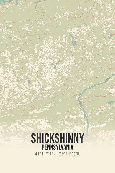 Alte Karte von Shickshinny (Pennsylvania), USA. von Ortsdrucke