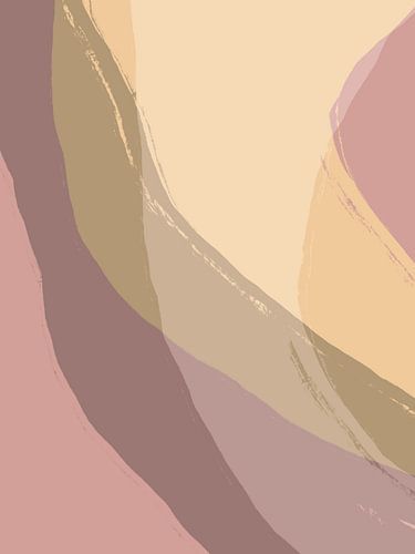 Formes et lignes abstraites en rose, jaune et violet.