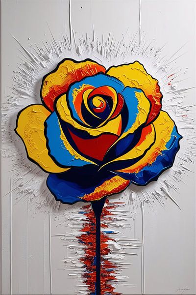 Colourful stylised rose painting by Art & Soul Creations