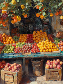 Un marché aux fruits méditerranéen haut en couleur sur dudu artwork